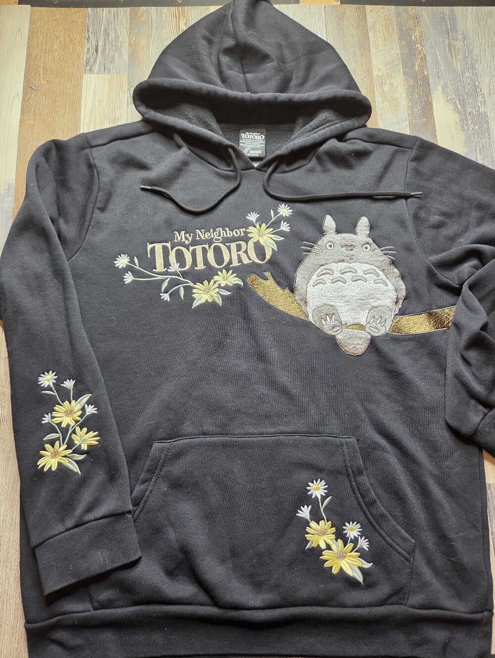 Studio Ghibli My Neighbor Totoro Hoodie Embroidered Medium Black